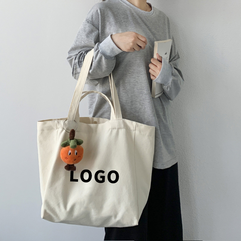Eco-Friendly Cotton Tote Bag Custom Printed Logo Folding Shopping Bag Portable Canvas